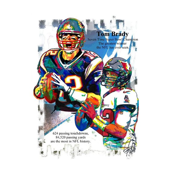Tom Brady Buccaneers Patriots QB Football Poster Print Wall Art 11x17 - Picture 1 of 4